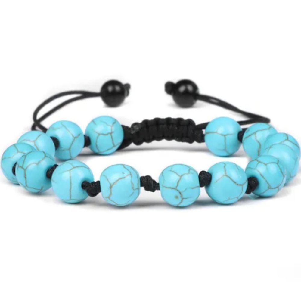 Turquoise Bracelet,Blue Stone Bracelet,Knotted Drawstring Bracelet